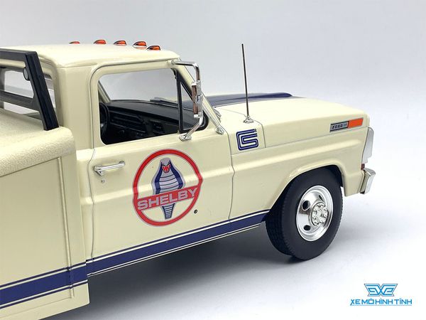 Xe Mô Hình Ford F-350 Ramp Truck Shelby Racing 1970 1:18 ACME ( Trắng Xanh )