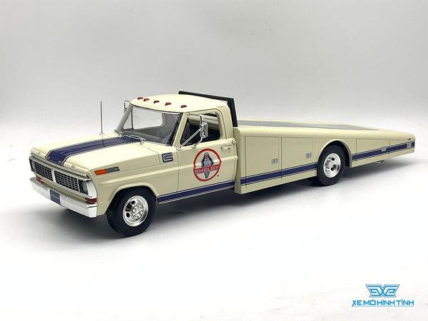 Xe Mô Hình Ford F-350 Ramp Truck Shelby Racing 1970 1:18 ACME ( Trắng Xanh )