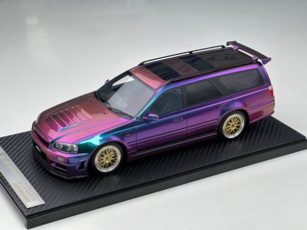 Xe Mô Hình Nissan Stagea- R34 Custom Version Limited 99 pcs 1:18 Ivy Model ( Tím Biến Màu )