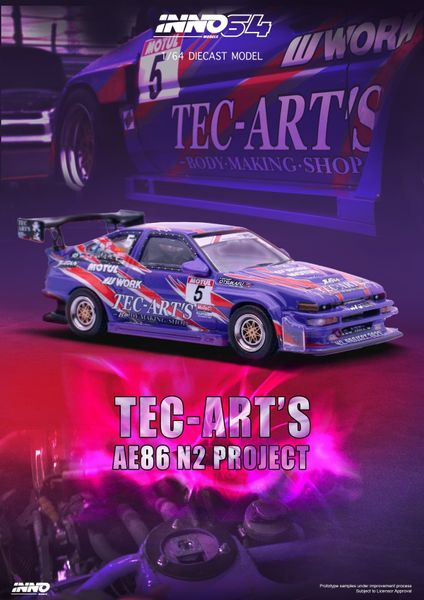 Xe Mô Hình Toyota Sprinter Trueno (AE86) N2 Project by TEC-ART'S ( Tím )