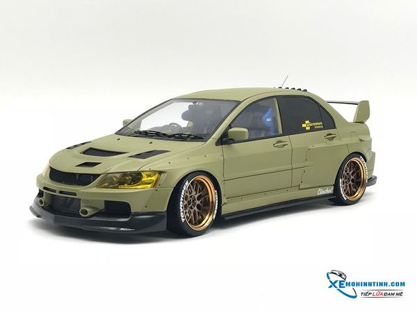 Xe Mô Hình Mitsubishi Evo IX Matt Green Clinched Widebody 1:18 AGU Model ( Xanh )