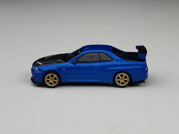 Xe Mô Hình Nissan Skyline GT-R (R34) Top Secret Bayside Blue RHD 1:64 MiNiGT ( Xanh )