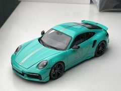 Xe Mô Hình Porsche 911(992) Turbo S Coupe Sport Design 2021 - China 20th Anniversary Edition - Limited World Wide 500 pcs 1:18 Minichamps ( Xanh Min )