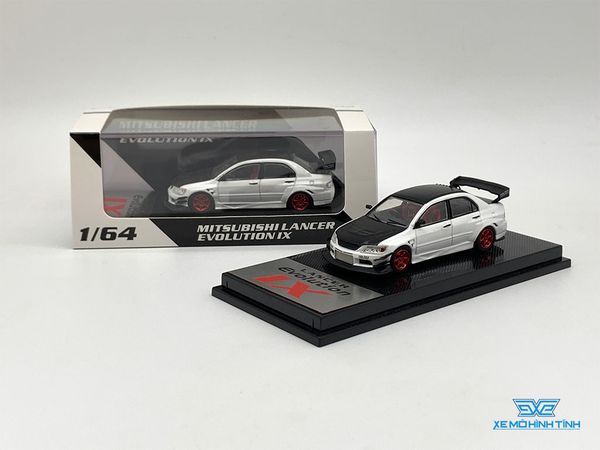 Xe Mô Hình Mitsubishi Lancer Evolution 1:64 CM Model ( Trắng Mui Đen )