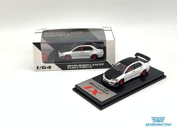 Xe Mô Hình Mitsubishi Lancer Evolution 1:64 CM Model ( Trắng Mui Đen )