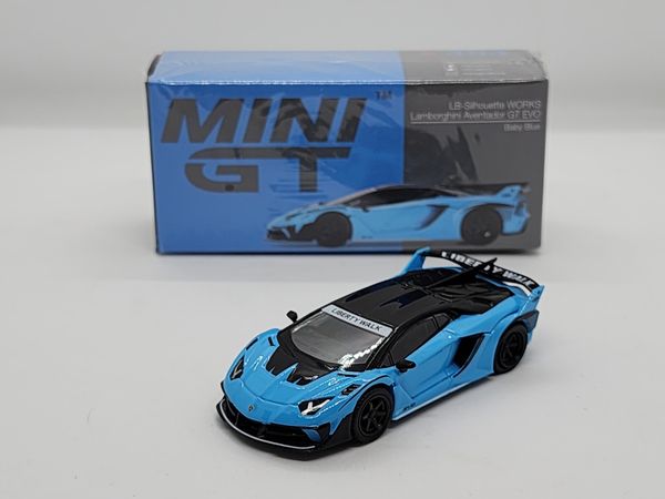 Xe Mô Hình LB-Silhouette Works Lamborghini Aventador GT Evo Baby Blue LHD 1:64 Minigt ( Xanh Baby )