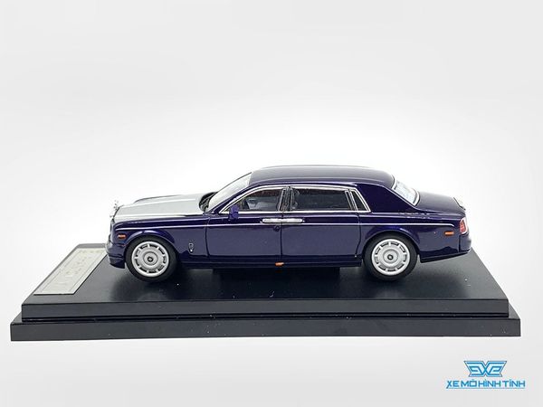 Xe Mô Hình Rolls Royce Phantom VII + Phụ Kiện Bánh 1:64 Limited ( Xanh Dương Đậm Mui Bạc )