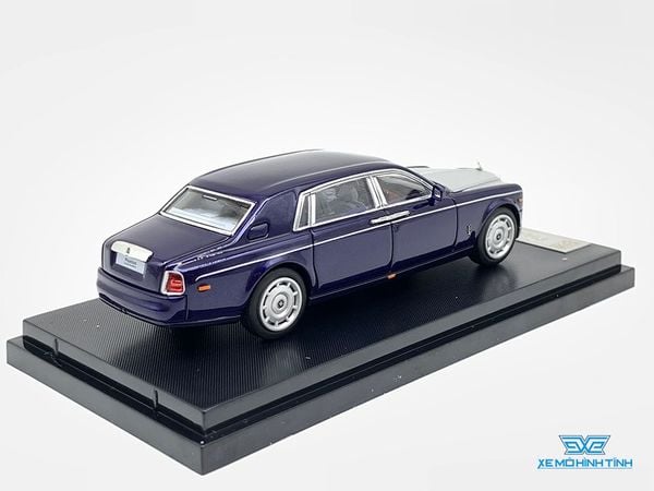 Xe Mô Hình Rolls Royce Phantom VII + Phụ Kiện Bánh 1:64 Limited ( Xanh Dương Đậm Mui Bạc )