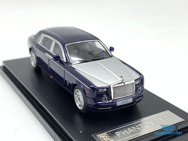 Xe Mô Hình Rolls Royce Phantom VII + Phụ Kiện Bánh 1:64 Limited ( Xanh Dương Đậm Mui Bạc )