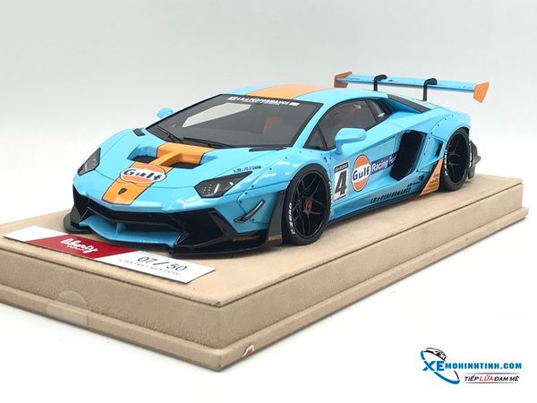 Xe Mô Hình LB Performance Lamborghini Aventador 2.0 Liberty Walk 1:18 ( Xanh dương sọc cam )