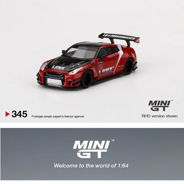 Xe Mô Hình LB Works Nissan GT-R R35 Type 2 Rear Wing Ver 3 Red Livery 2 RHD 1:64 MiniGT (Đỏ)