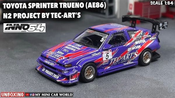Xe Mô Hình Toyota Sprinter Trueno (AE86) N2 Project by TEC-ART'S ( Tím )