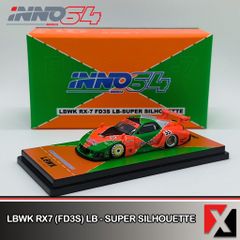 Xe Mô Hình Mazda RX-7 FD3S LBWK LB-Super Sihouette Tokyo 2024 1:64 INNO ( Xanh & Cam )