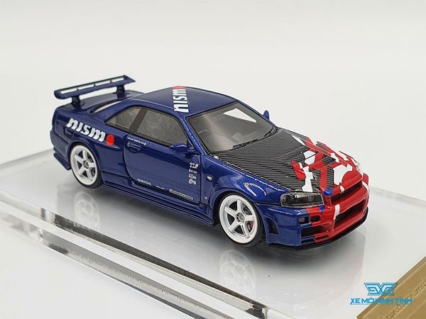 Xe Mô Hình Nismo R34 GT-R R-tune Launch Ver.Tas 1:64 Ignition Model (Xanh)