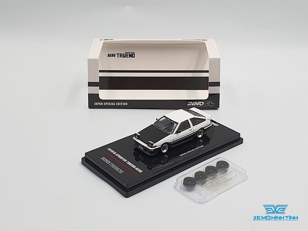 Xe Mô Hình Toyota Sprinter Trueno AE86 White/Black With Extra Wheels Japan Specil Edition 1:64 Inno Model (Trắng)