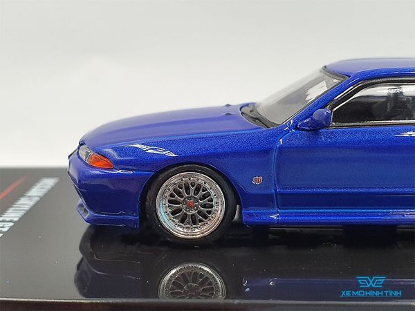 Xe Mô Hình Nissan Skyline GT-R (R32) With Extra Wheels And Extra Decals 1:64 Inno Model ( Xanh Dương )