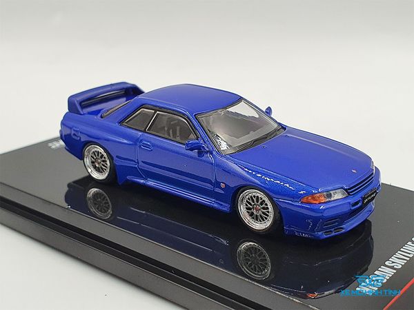 Xe Mô Hình Nissan Skyline GT-R (R32) With Extra Wheels And Extra Decals 1:64 Inno Model ( Xanh Dương )