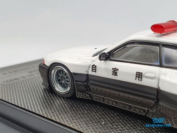 Xe Mô Hình Nissan Skyline GT-R (R32) Pandem / Rocket Bunny Japan Police Livery Drift Car 1:64 Inno Model ( Trắng Đen )