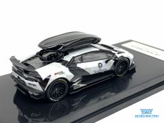 Xe Mô Hình Lamborghini LB Huracan LeoVegas Kèm Mui 1:64 JEC ( Trắng Tem LeoVegas )