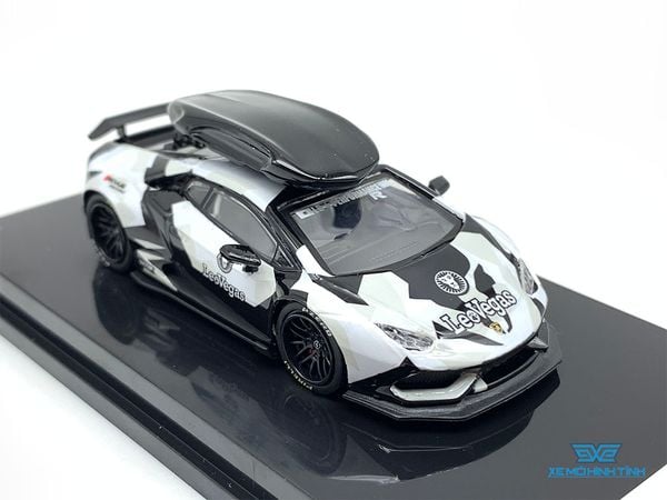 Xe Mô Hình Lamborghini LB Huracan LeoVegas Kèm Mui 1:64 JEC ( Trắng Tem LeoVegas )