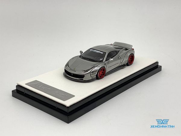 Xe Mô Hình Ferrari 458 LB Limited 499pcs Timothy Pierre và Liberty Walk 1:64 ( Chrome )