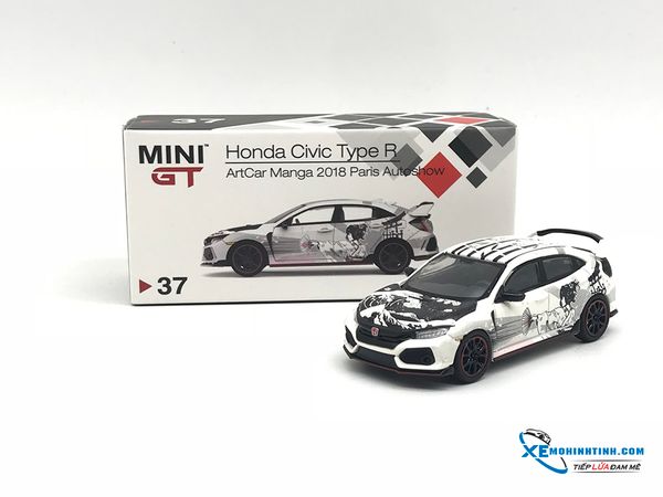 Xe Mô Hình Honda Civic Type R Art Car Manga 2018 Paris Autoshow 1:64 MiniGT ( Trắng )