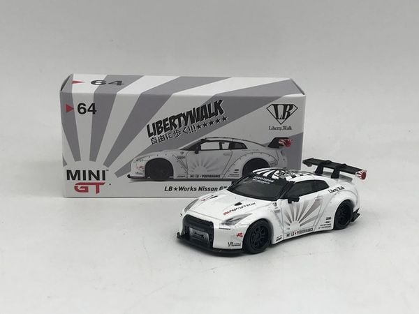 Xe Mô Hình LB*Works Nissan GT-R R35 1:64 MiniGt ( Trắng )