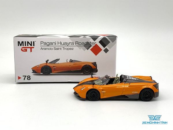 Xe Mô Hình Pagani Huayra Roadster Arancio Saint Tropez LHD 1:64 MiniGT ( Cam )