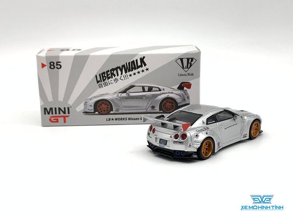 Xe Mô Hình LB*Works Nissan GT-R R35 Type 1 , Rear Wing ver 1 , Magic Pearl Taiwan Exclusive 1:64 MiniGT ( Trắng )