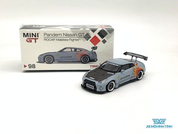 Xe Mô Hình Pandem Nissan GT-R (R35) GT Wing Rocaf Malataw Fighter LHD Taiwan Exclusive 1:64 MiniGT ( Xám )