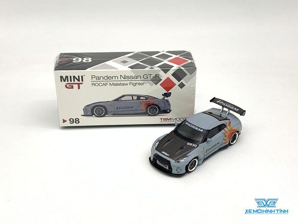 Xe Mô Hình Pandem Nissan GT-R (R35) GT Wing Rocaf Malataw Fighter LHD Taiwan Exclusive 1:64 MiniGT ( Xám )