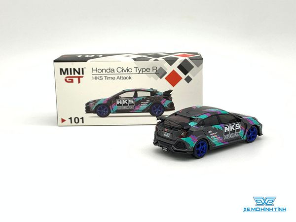 Xe Mô Hình Honda Civic Type R (Fk8) HKS 2018 Time Attack LHD 1:64 MiniGT ( Đen Xanh )