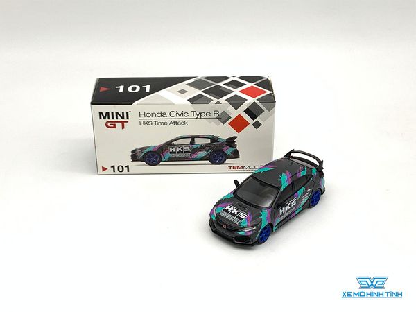 Xe Mô Hình Honda Civic Type R (Fk8) HKS 2018 Time Attack LHD 1:64 MiniGT ( Đen Xanh )