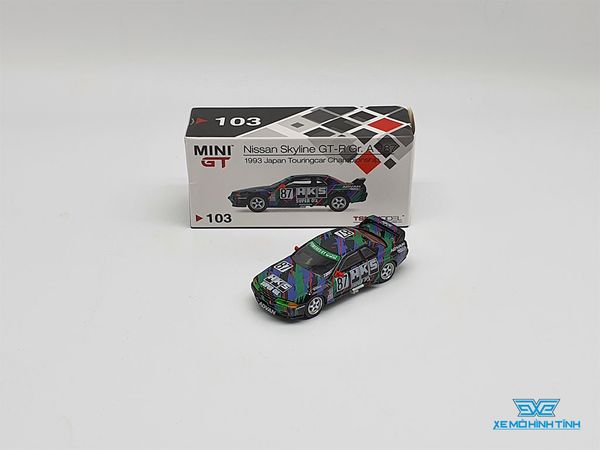 Xe Mô Hình Nissan Skyline GT-R (R32) Gr.A #87 HKS 1993 Japan Touringcar Championship 1:64 MiniGT ( Xanh Lá )