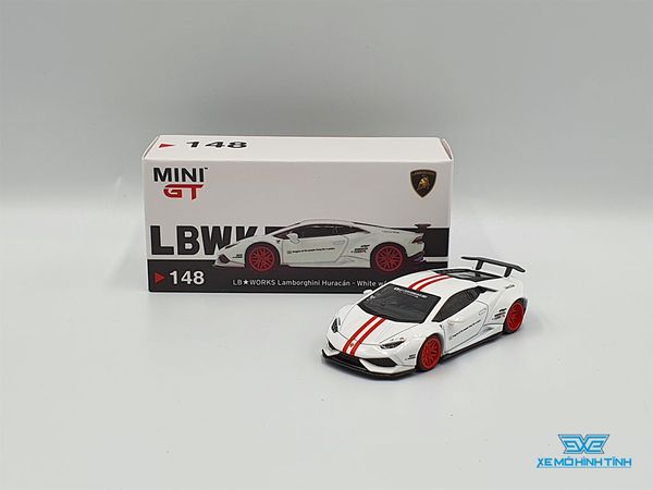 Xe Mô Hình Lamborghini Huracan LB*Works 1:64 MiniGT ( Trắng Mâm Đỏ )