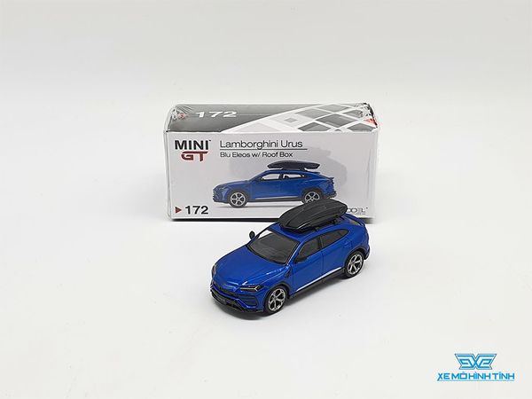 Xe Mô Hình Lamborghini Urus - Blu Eleos w/ Roof Box LHD 1:64 MiniGT (Xanh Dương)