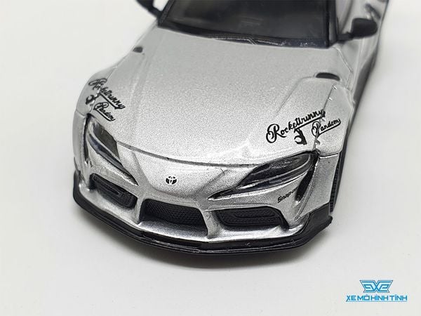 Xe Mô Hình Pandem Toyota GR Supra V1.0 Silver LHD 1:64 MiniGT (Xám)