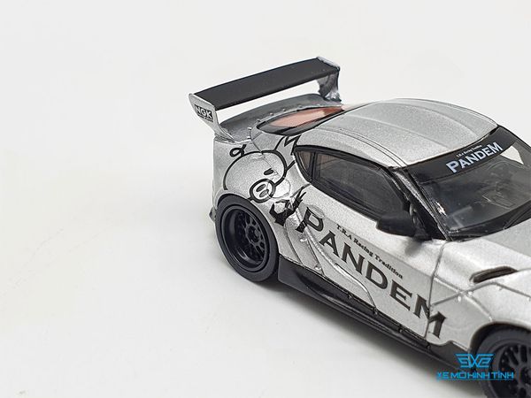 Xe Mô Hình Pandem Toyota GR Supra V1.0 Silver LHD 1:64 MiniGT (Xám)