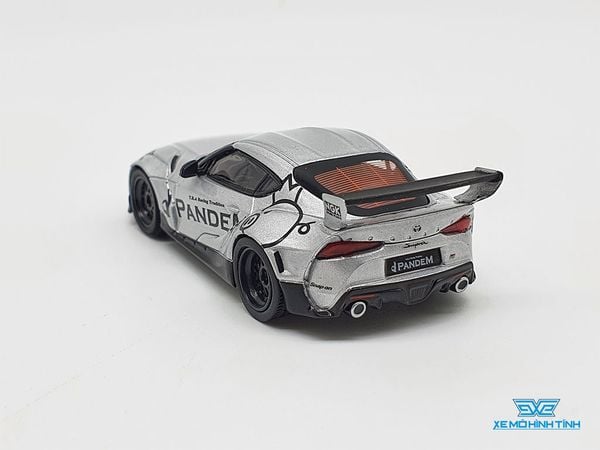 Xe Mô Hình Pandem Toyota GR Supra V1.0 Silver LHD 1:64 MiniGT (Xám)