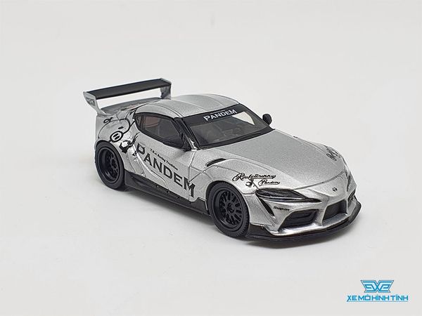 Xe Mô Hình Pandem Toyota GR Supra V1.0 Silver LHD 1:64 MiniGT (Xám)