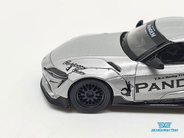 Xe Mô Hình Pandem Toyota GR Supra V1.0 Silver LHD 1:64 MiniGT (Xám)