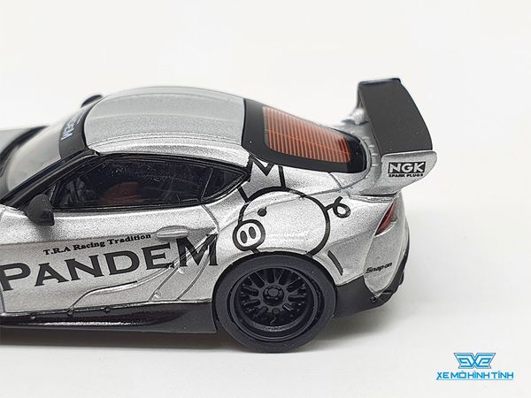 Xe Mô Hình Pandem Toyota GR Supra V1.0 Silver LHD 1:64 MiniGT (Xám)