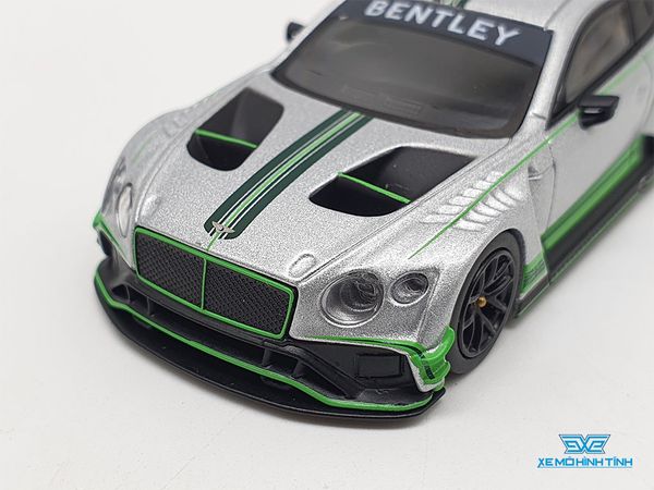 Xe Mô Hình Bentley Continental GT3 2018 Presentation Car RHD 1:64 MiniGT ( Bạc Viền Xanh)