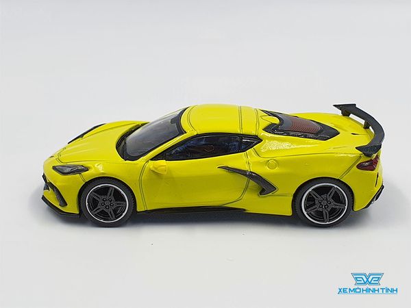 Xe Mô Hình Chevrolet Corvertte Stingray 2020 Accelerate Yellow Metallic LHD 1:64 Mini GT ( Vàng )