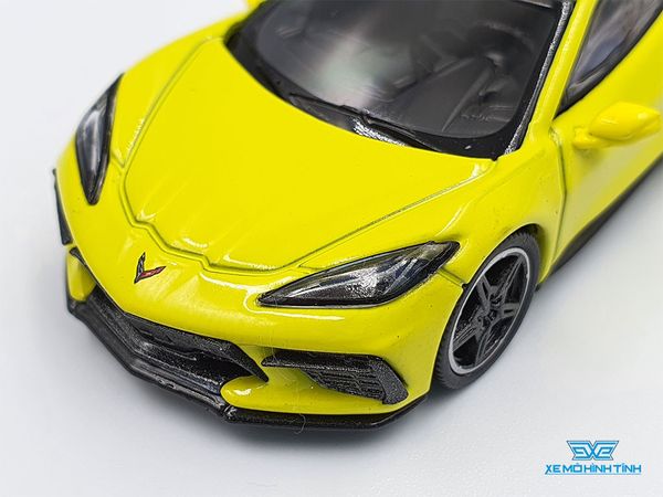 Xe Mô Hình Chevrolet Corvertte Stingray 2020 Accelerate Yellow Metallic LHD 1:64 Mini GT ( Vàng )
