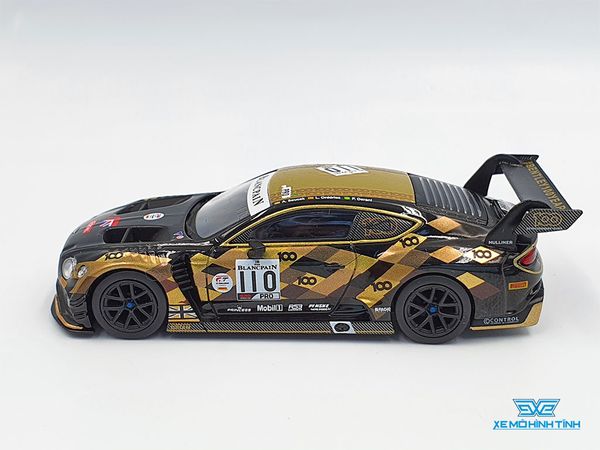 Xe Mô Hình Bentley Continental GT3 #110 M-Sport Team Bentley 2019 Total 24 Hours of Spa RHD 1:64 Mini GT ( Đen Vàng )