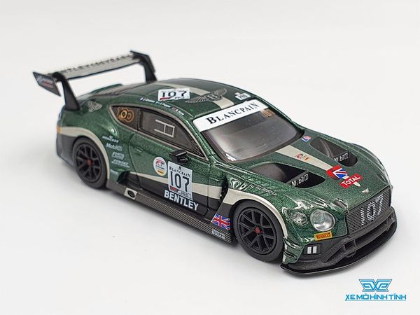 Xe Mô Hình Bentley Continental GT3 #107 M-Sport Team Bentley 2019 Total 24 Hours of Spa RHD 1:64 Mini GT ( Xanh Rêu )