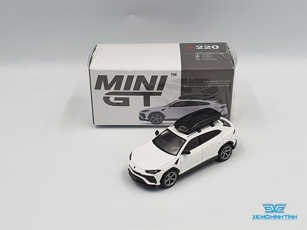 Xe Mô Hình Lamborghini Urus Bianco Monocerus Matt W/ Roof Box LHD 1:64 Mini GT ( Trắng Nhám )