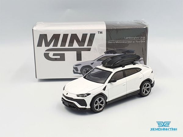 Xe Mô Hình Lamborghini Urus Bianco Monocerus Matt W/ Roof Box LHD 1:64 Mini GT ( Trắng Nhám )