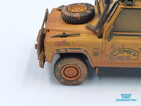 Xe Mô Hình Land Rover Defender 110 1989 Camel Trophy Winner Team UK RHD 1:64 MiniGT ( Vàng Bụi )